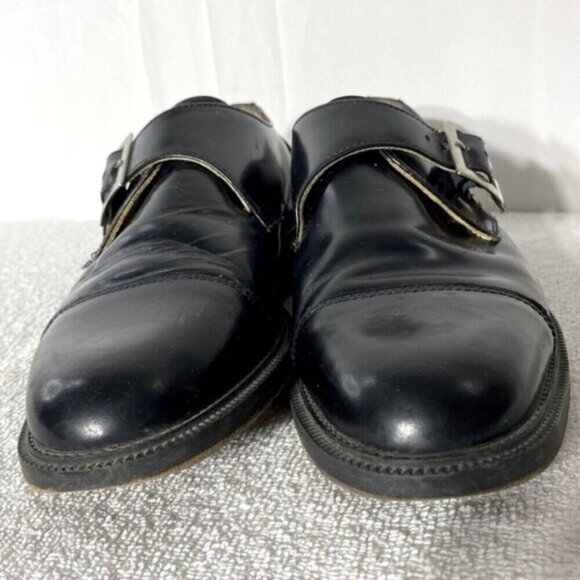 Vintage Pegabo Black Leather Monk Strap Dress Shoes 40 - Picture 4 of 12